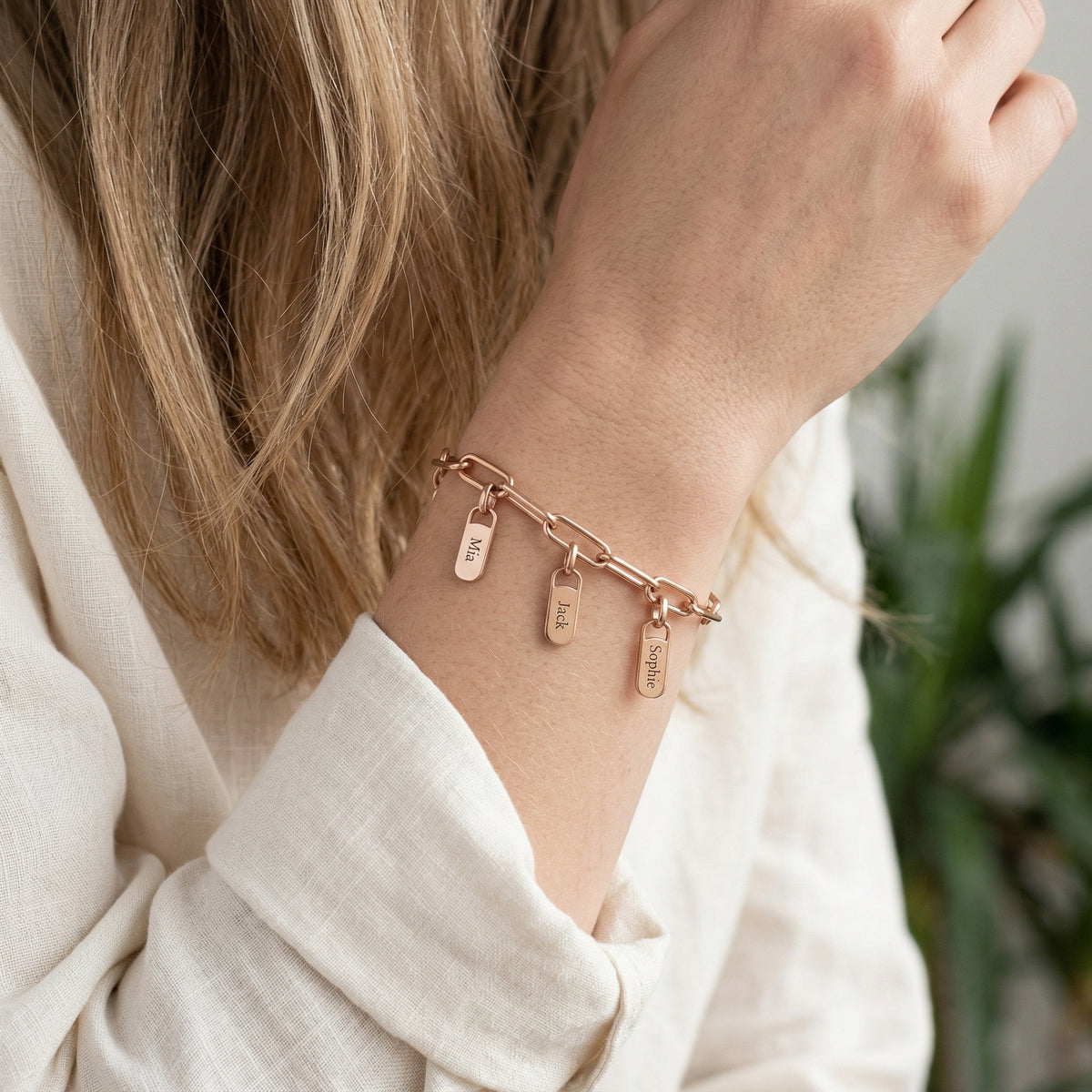 Harlow Tag Charm Bracelet | Personalised Name Bracelet-Personalised Bracelet-Auswara