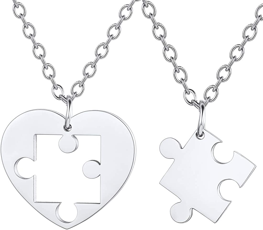 Heart Puzzle Necklace for Couples-Couples Necklace-Auswara