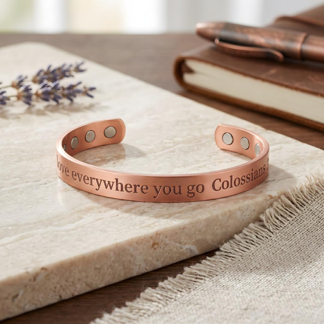 Heart of Faith Copper Cuff – Light-Revealed Edition for Her-Cross Bracelet-Auswara