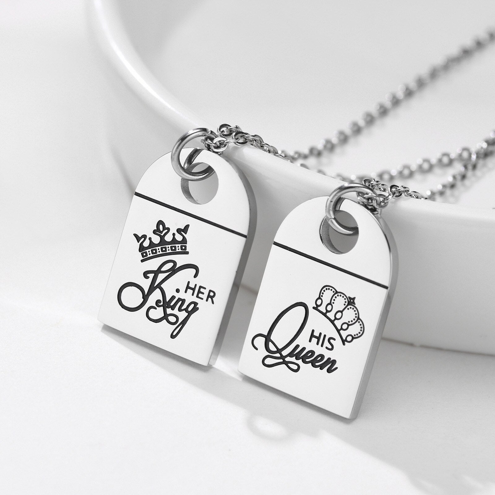 Her King & His Queen Couples Chain Necklace-Couples Necklace-Auswara