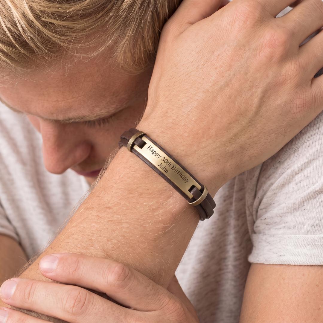HeritageBond Personalised Leather Bracelet-Personalised Bracelet-Auswara