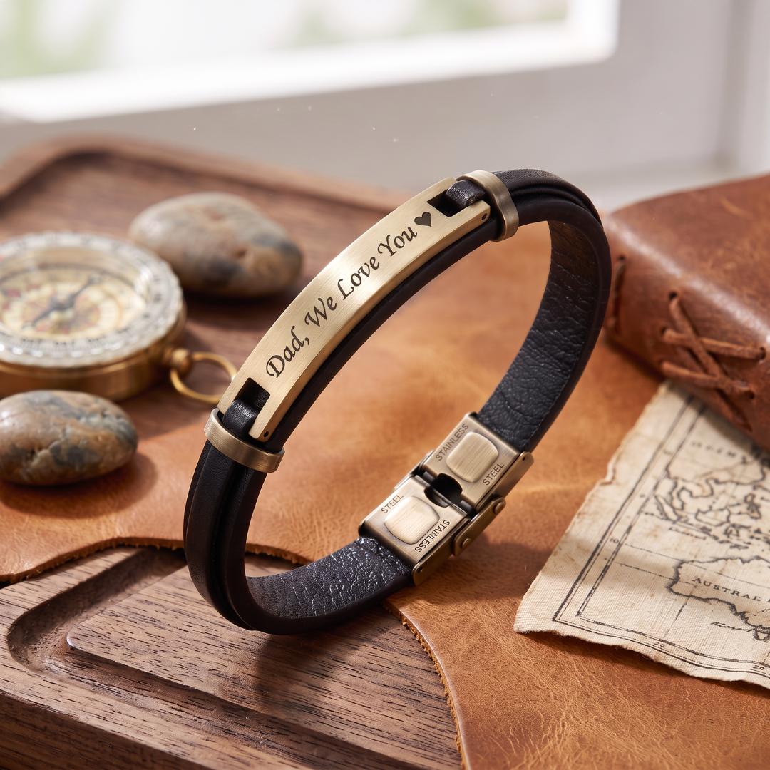 HeritageBond Personalised Leather Bracelet-Personalised Bracelet-Auswara