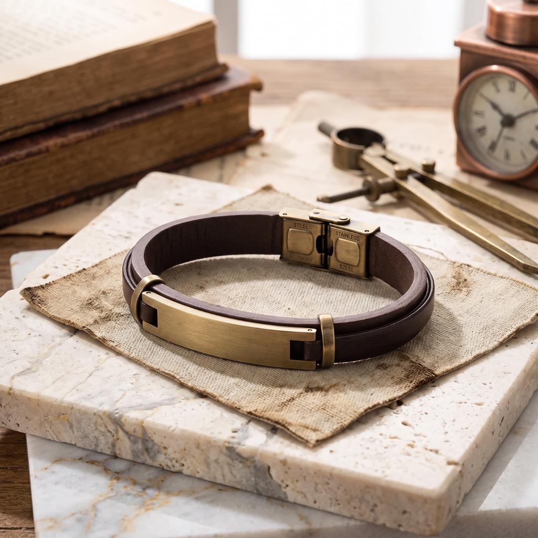 HeritageBond Personalised Leather Bracelet-Personalised Bracelet-Auswara