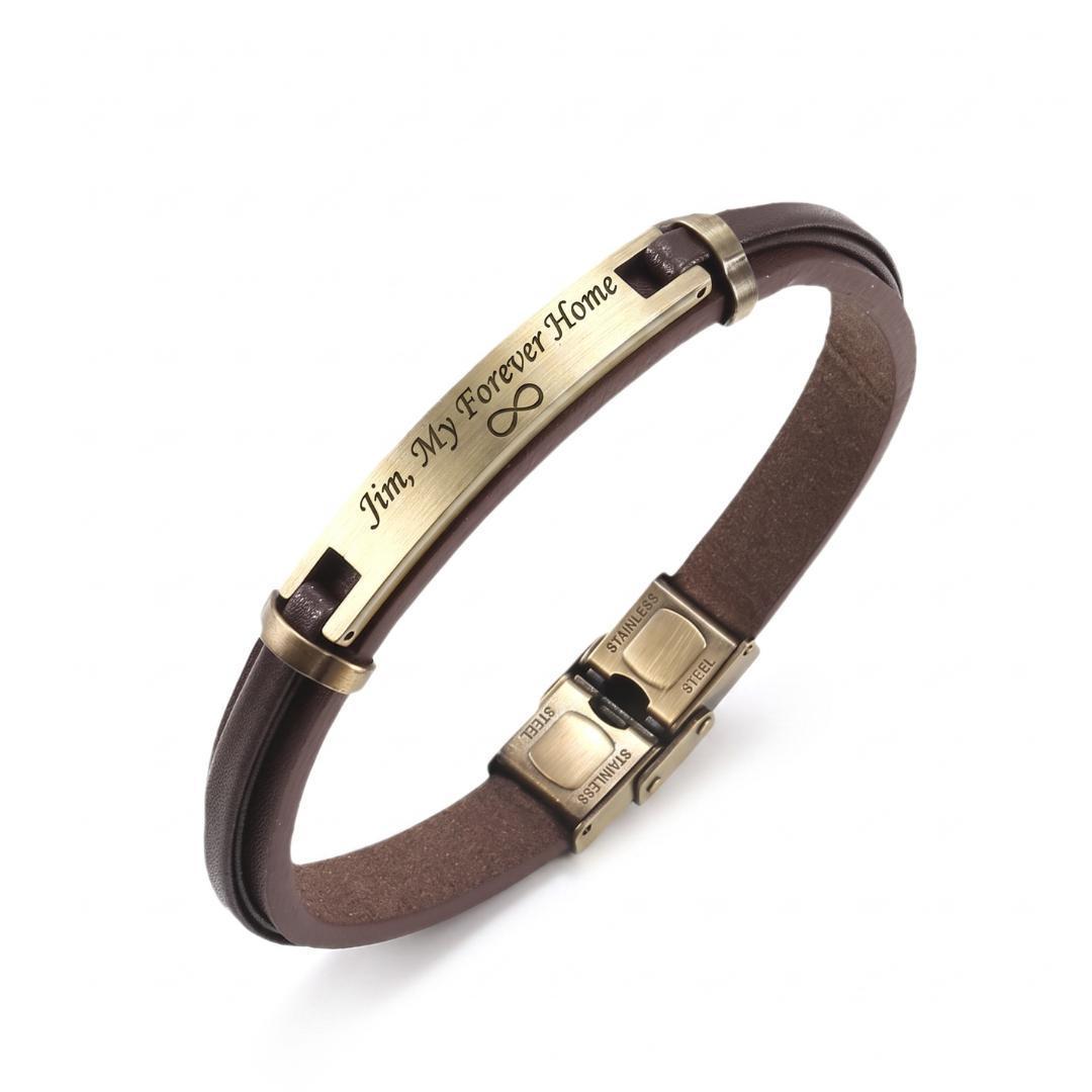 HeritageBond Personalised Leather Bracelet-Personalised Bracelet-Auswara