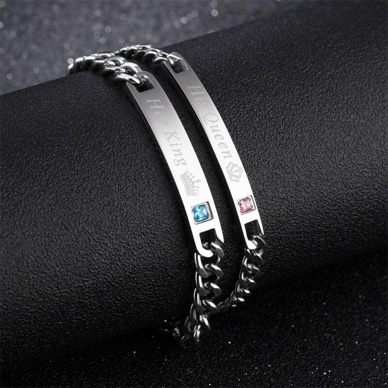 His Queen and Her King Couple Chain Bracelets-Couple Bracelet-Auswara