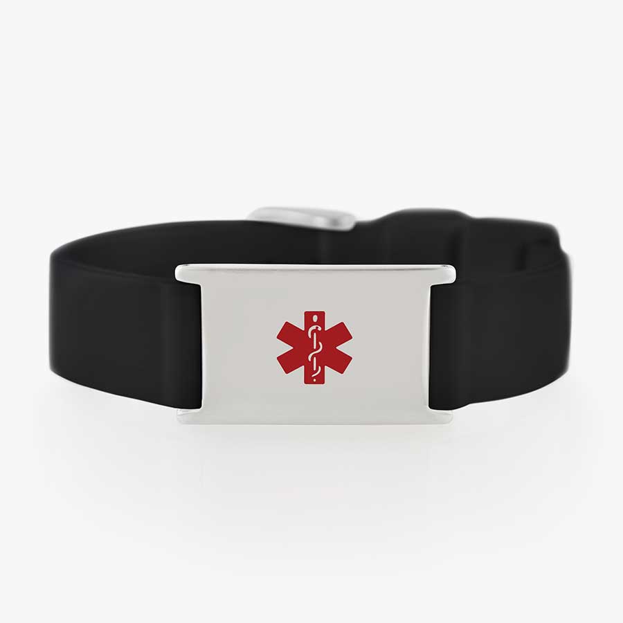 Adjustable Medical Alert Silicone Bracelet