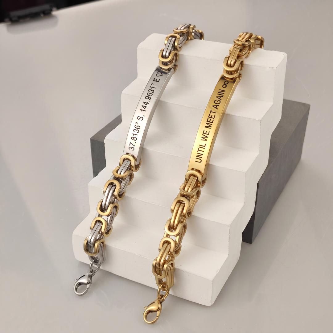 Imperial Personalised Men's Stainless Steel Bracelet-Personalised Bracelet-Auswara