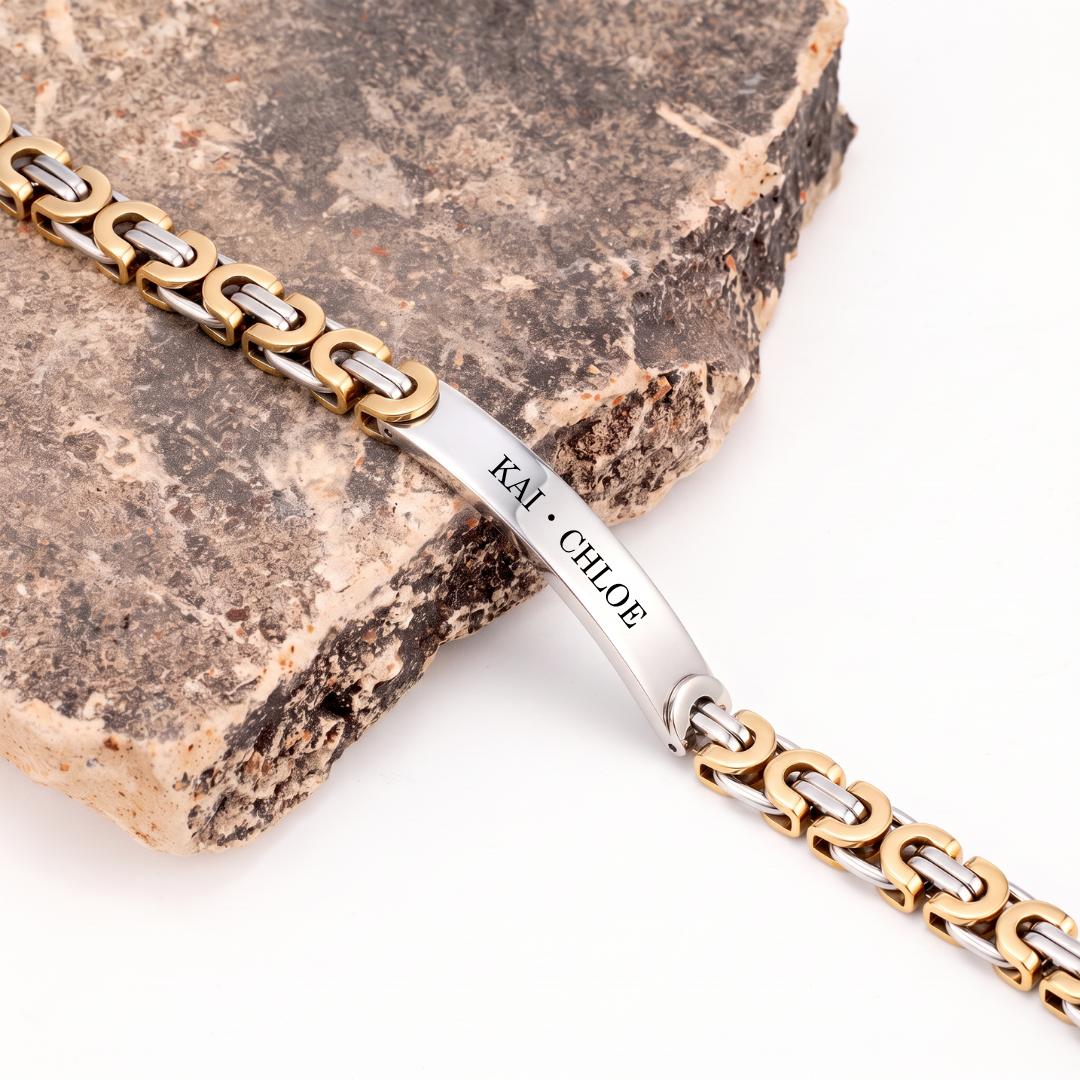 Imperial Personalised Men's Stainless Steel Bracelet-Personalised Bracelet-Auswara