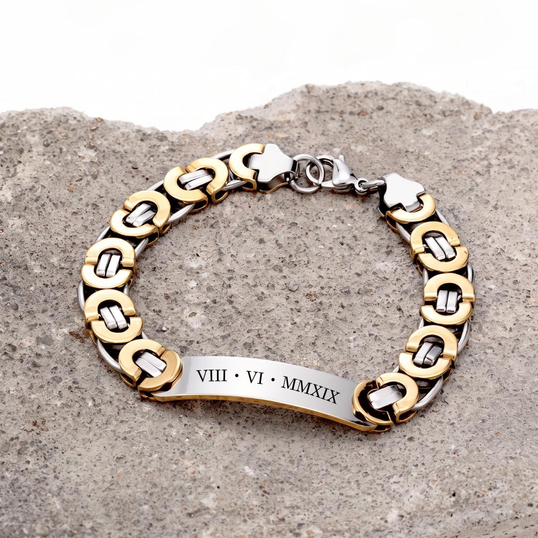 Imperial Personalised Men's Stainless Steel Bracelet-Personalised Bracelet-Auswara