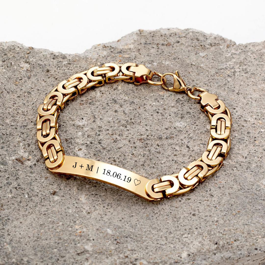Imperial Personalised Men's Stainless Steel Bracelet-Personalised Bracelet-Auswara