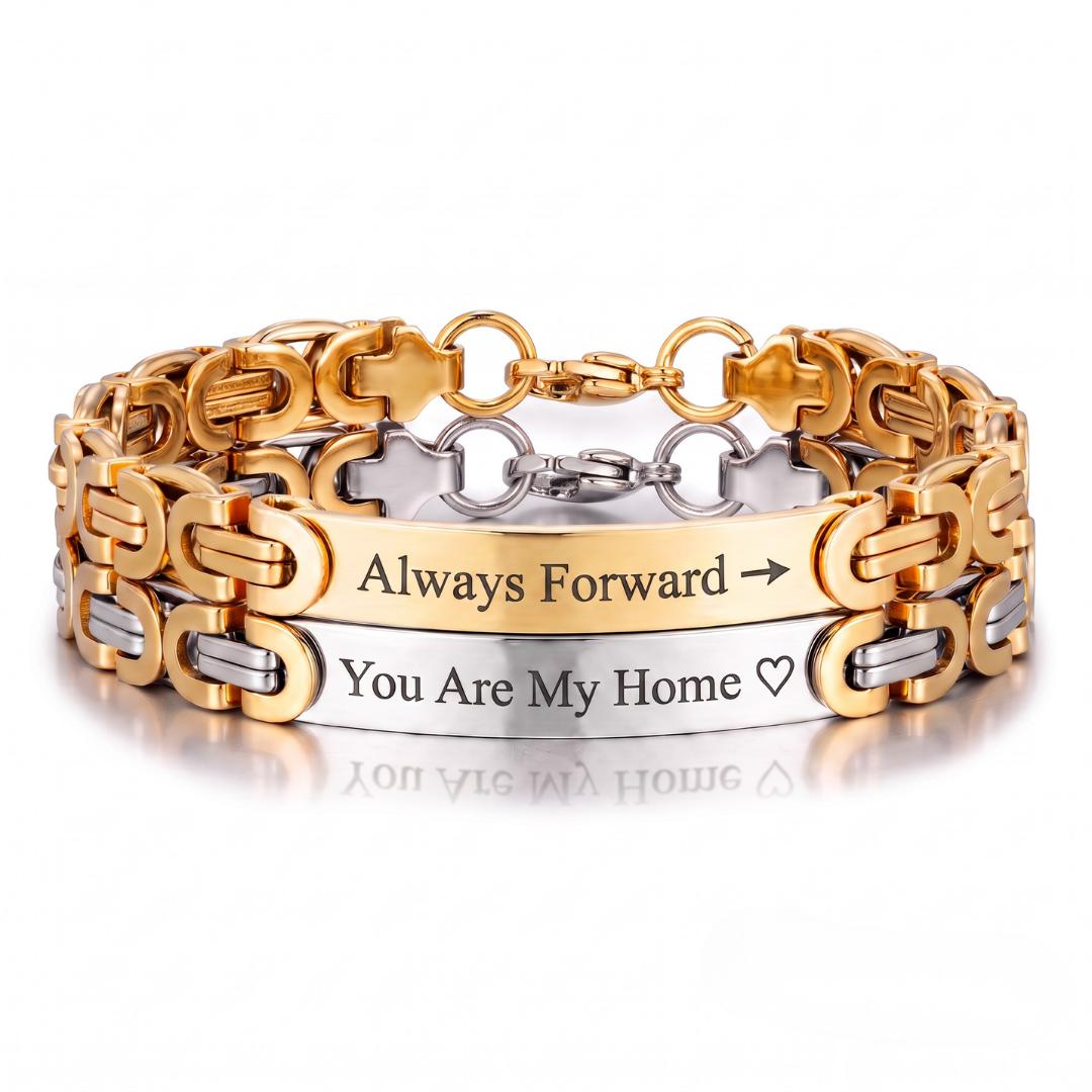 Imperial Personalised Men's Stainless Steel Bracelet-Personalised Bracelet-Auswara