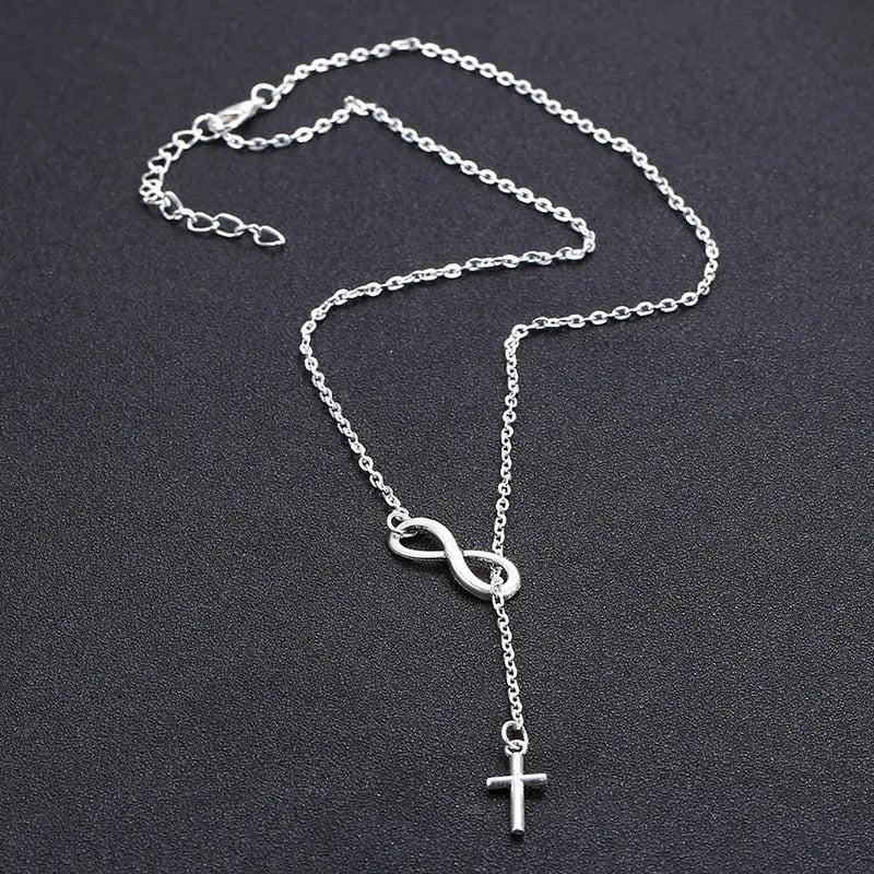 Infinity Cross Pendant Necklace-Cross Necklace-Auswara
