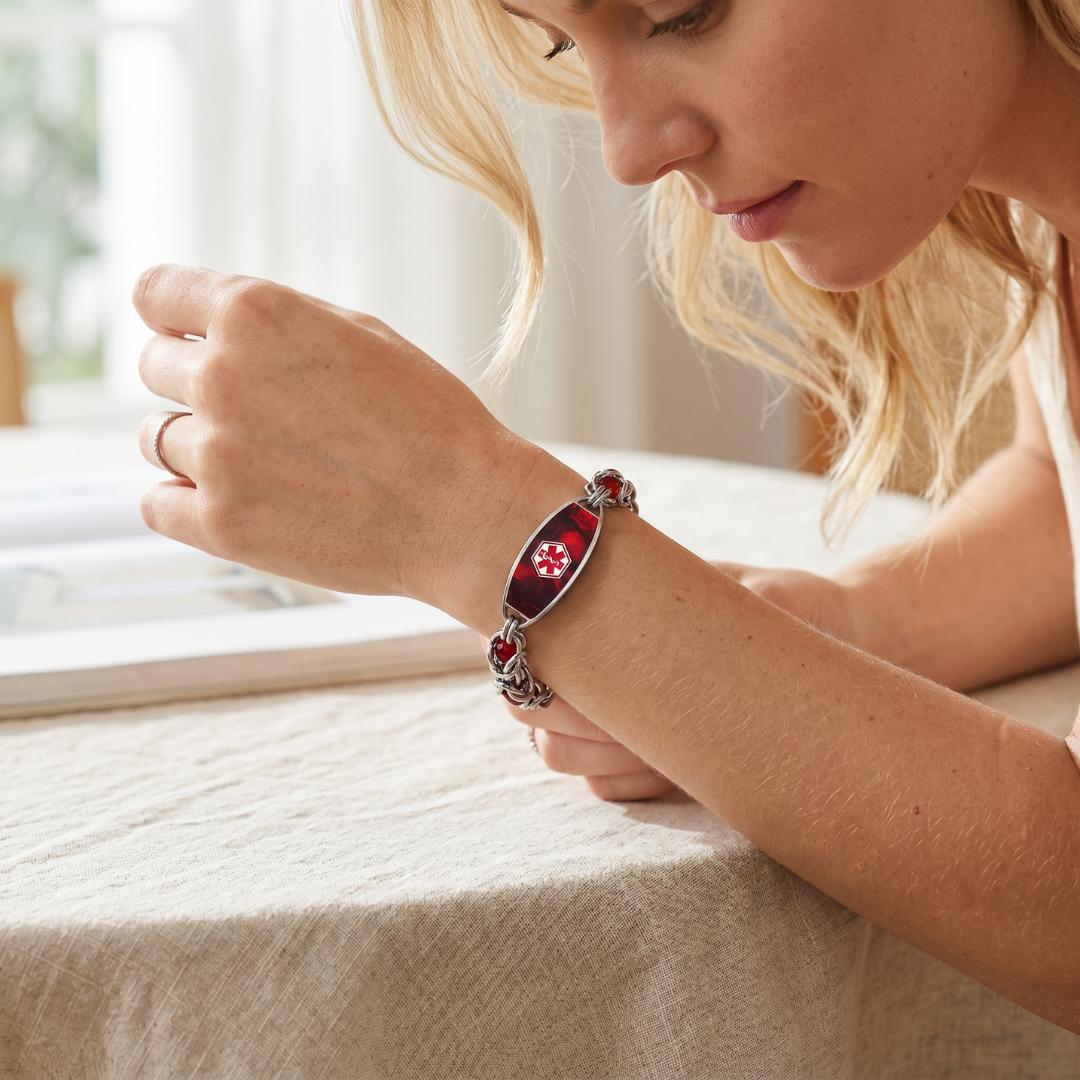 Infinity Weave Women Medical Alert Bracelet-Medical ID Bracelet-Auswara