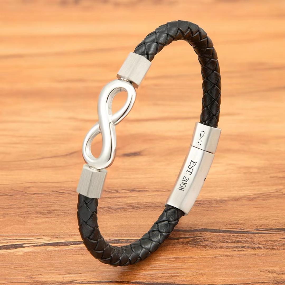 InfinityBond Personalised Leather Bracelet-Personalised Bracelet-Auswara