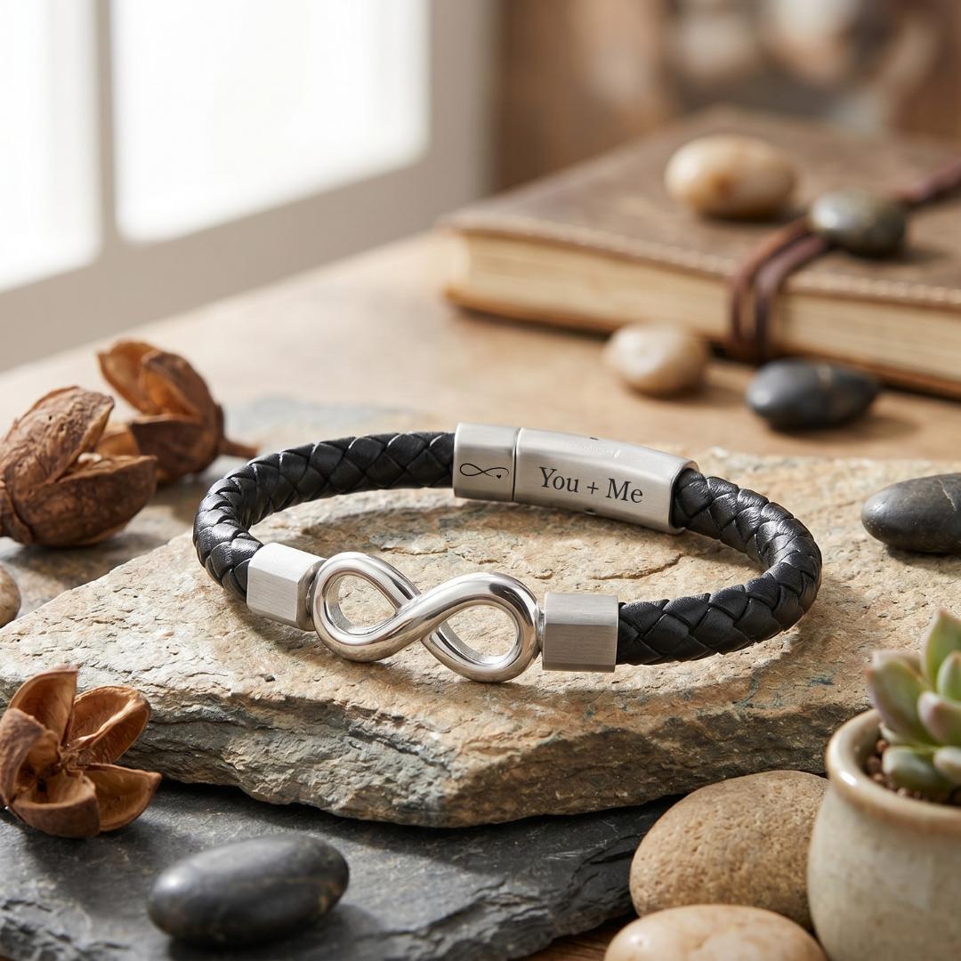 InfinityBond Personalised Leather Bracelet-Personalised Bracelet-Auswara