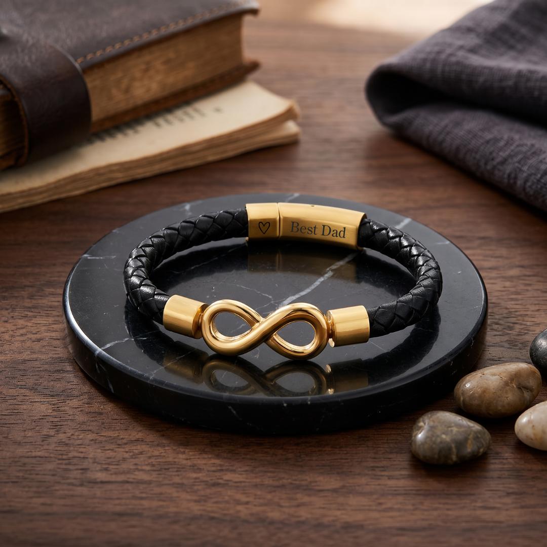 InfinityBond Personalised Leather Bracelet-Personalised Bracelet-Auswara