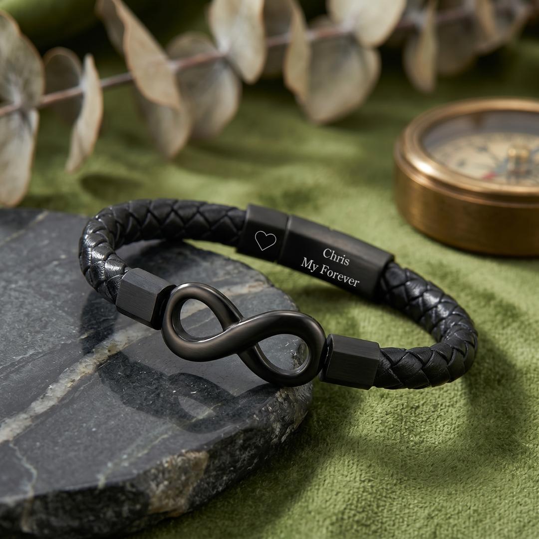 InfinityBond Personalised Leather Bracelet-Personalised Bracelet-Auswara