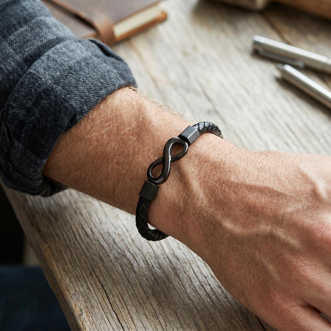 InfinityBond Personalised Leather Bracelet-Personalised Bracelet-Auswara