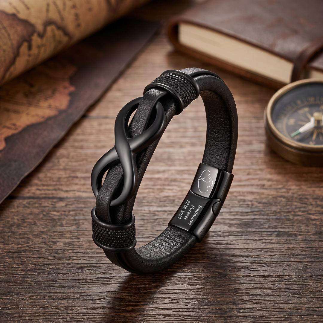 InfinityCore Personalised Leather Bracelet-Personalised Bracelet-Auswara