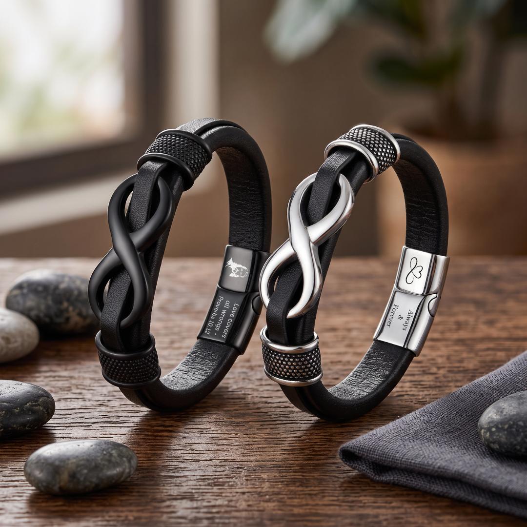 InfinityCore Personalised Leather Bracelet-Personalised Bracelet-Auswara