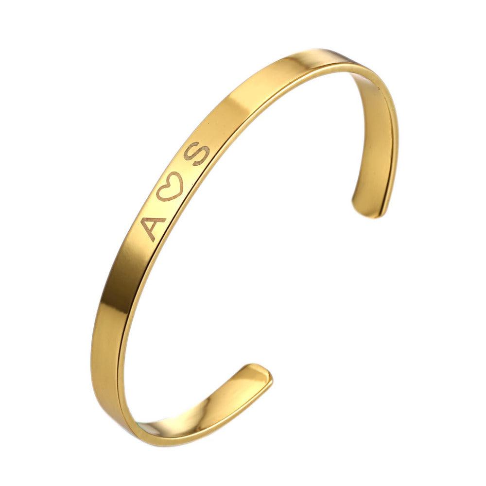 Inspirational Engraved Gold Cuff Bracelet-Personalised Bracelet-Auswara