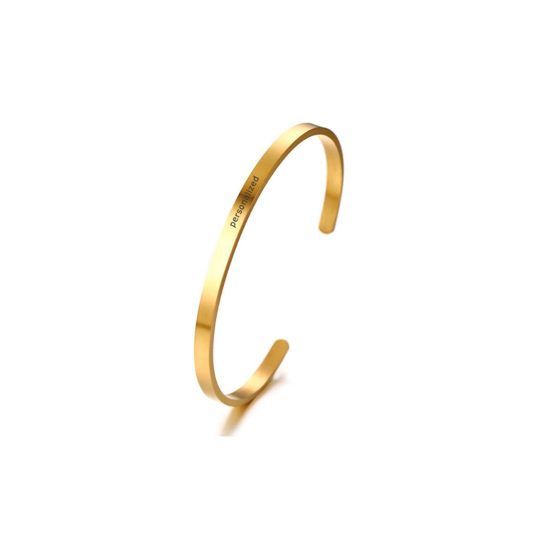 Inspirational Engraved Gold Cuff Bracelet-Personalised Bracelet-Auswara