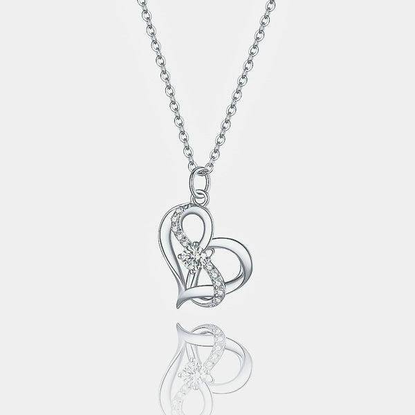 Intertwined Heart Infinity Silver Necklace-Women Necklace-Auswara