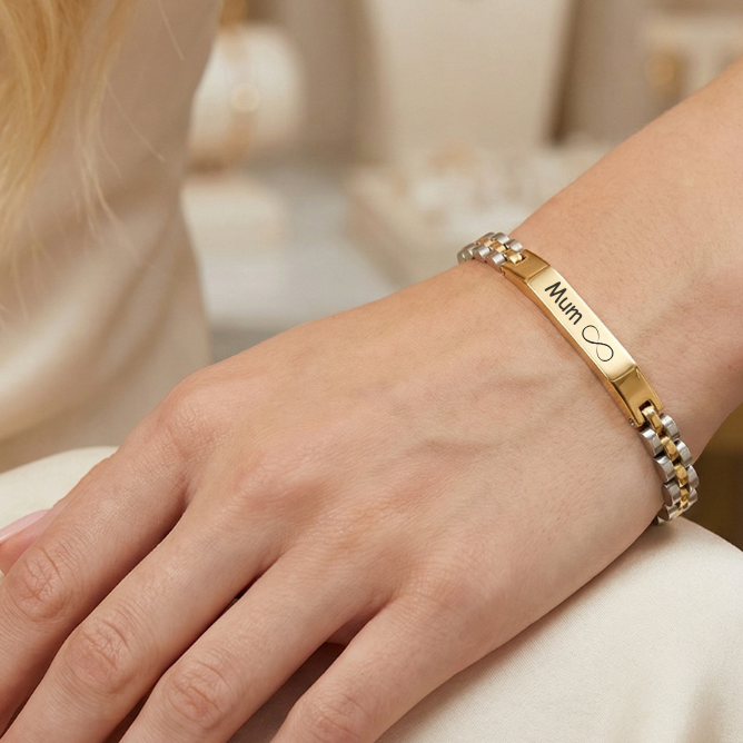 Aureon™ Angled Bar Personalised Unisex Bracelet, Premium Stainless Steel