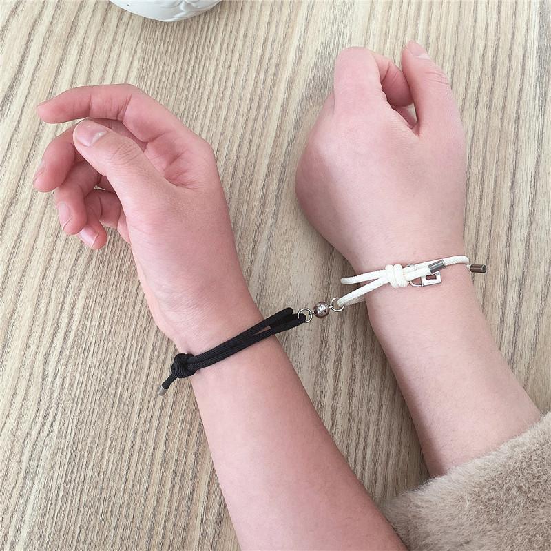 Black & White Key To My Heart Couples Bracelet Set-Couple Bracelet-Auswara