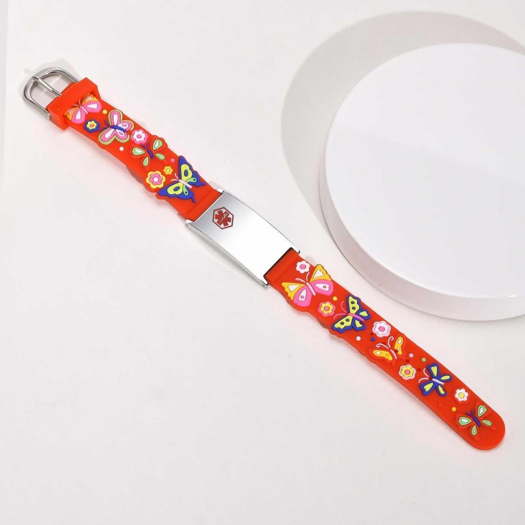 Kids’ Butterfly Medical ID Bracelet-Kids Medical Alert Bracelet-Auswara