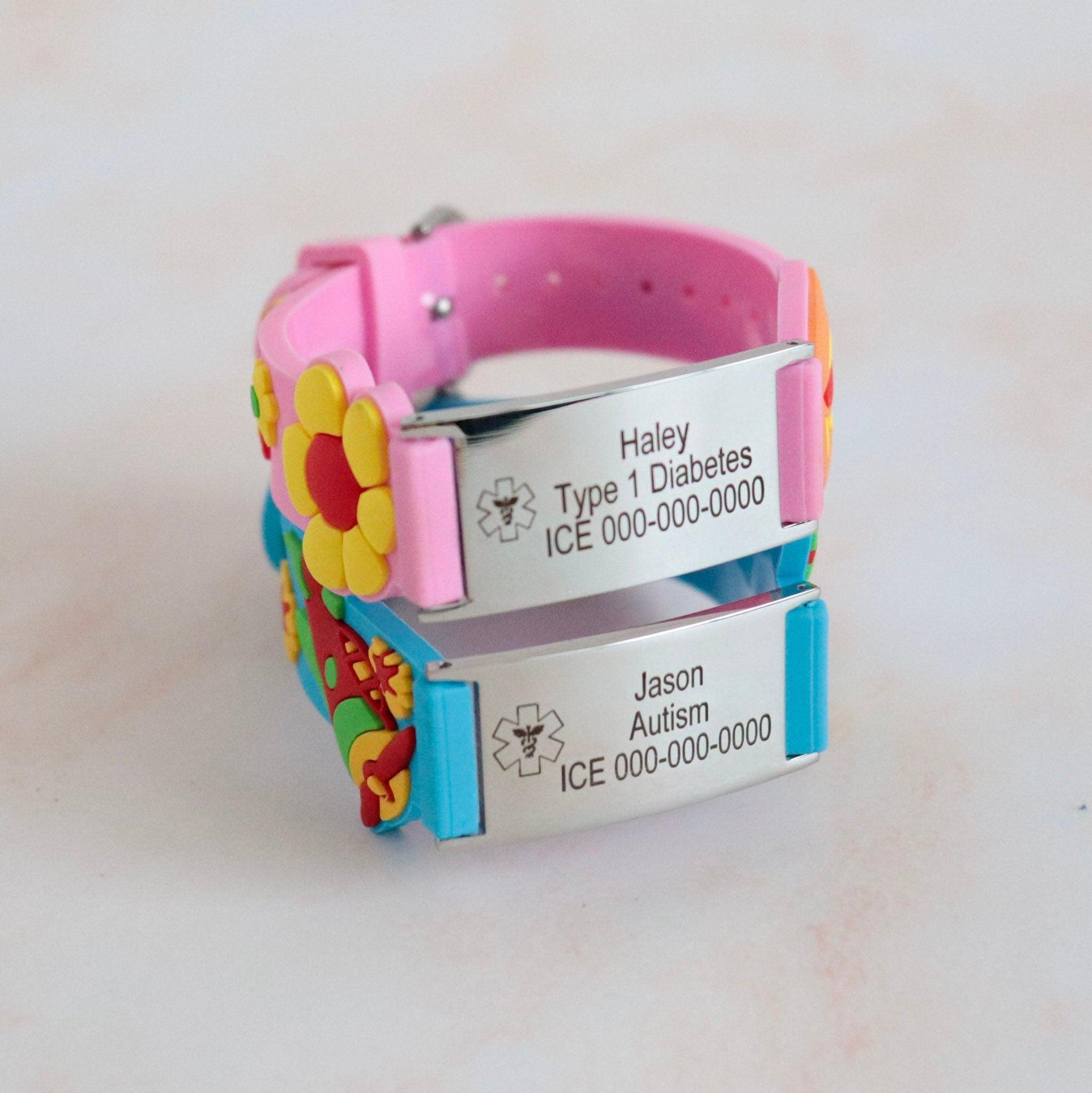 Kids Personalised Medical Silicone ID Bracelet-Kids Medical Alert Bracelet-Auswara