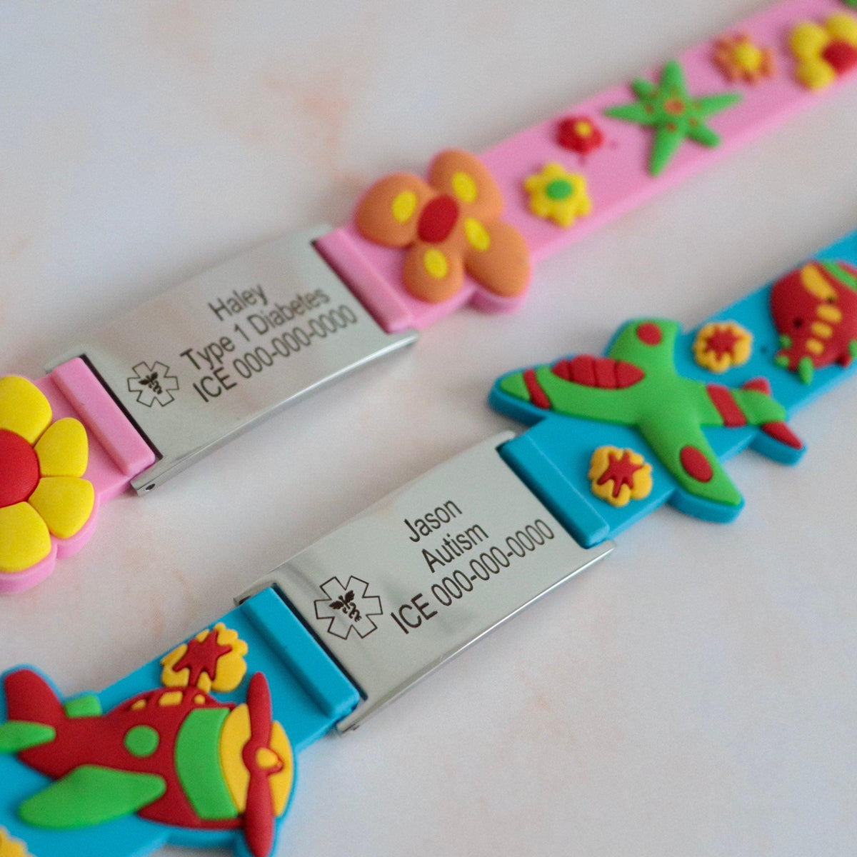 Kids Personalised Medical Silicone ID Bracelet-Kids Medical Alert Bracelet-Auswara