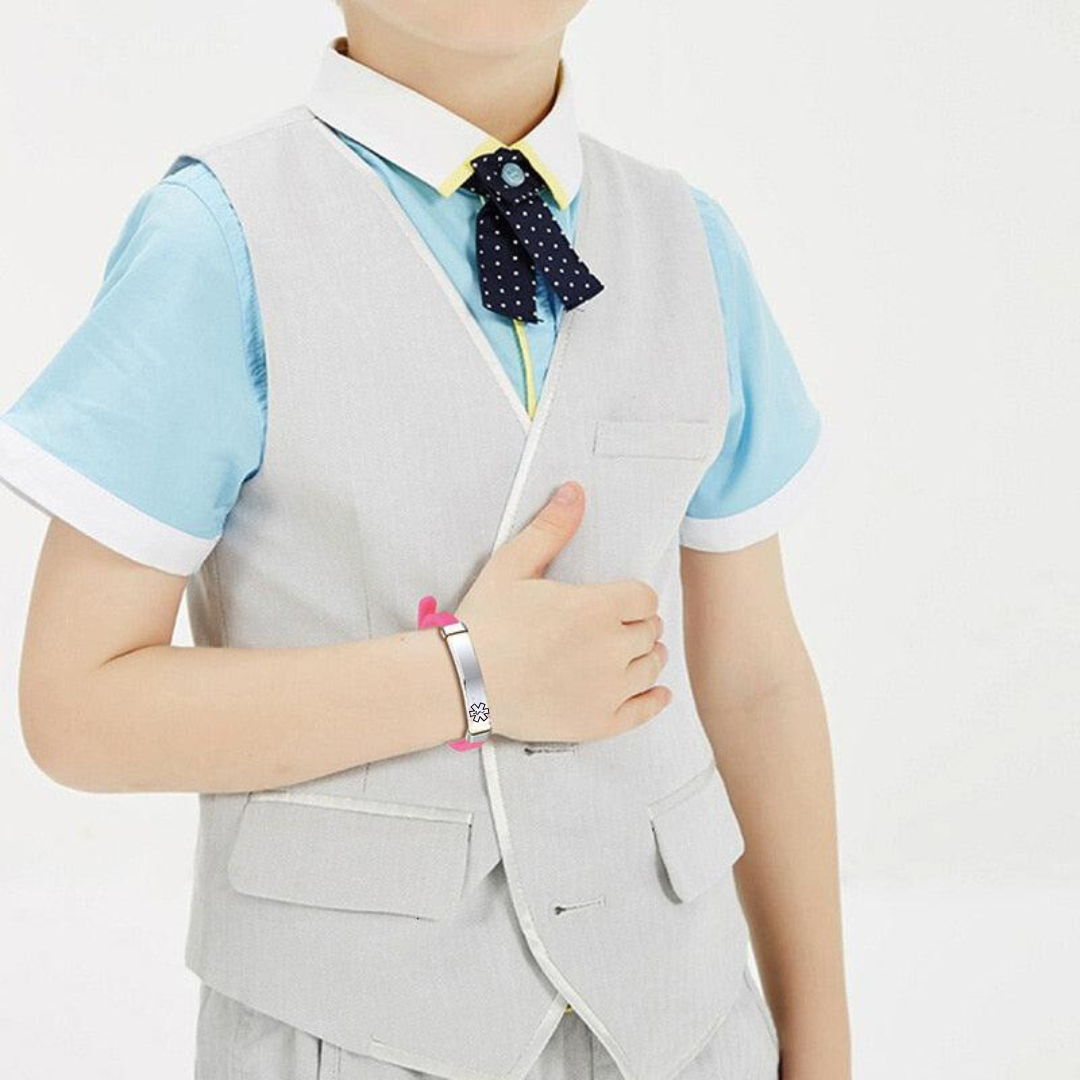 Kids Personalised Silicone Medical Alert ID Bracelet (Multicolor)