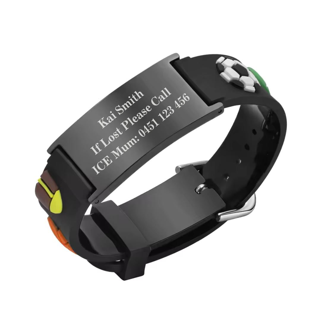 Kids Sports Theme Anti Lost Bracelet – Black Silicone-Anti Lost-Auswara