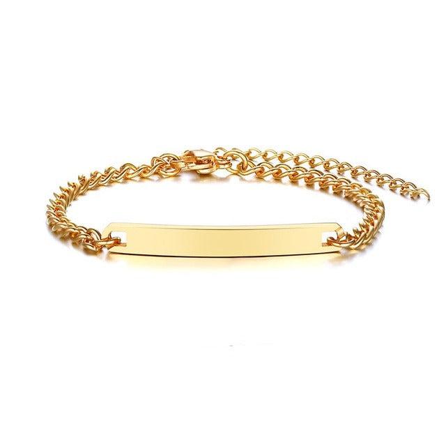 Kids & Tweens Custom Name Bar Bracelet in Gold Colour