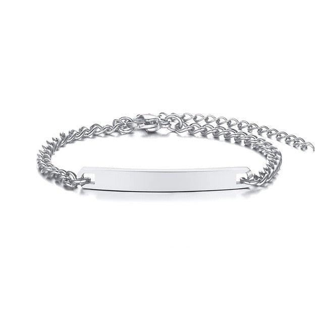 Kids & Tweens Custom Name Bar Bracelet in Silver Colour
