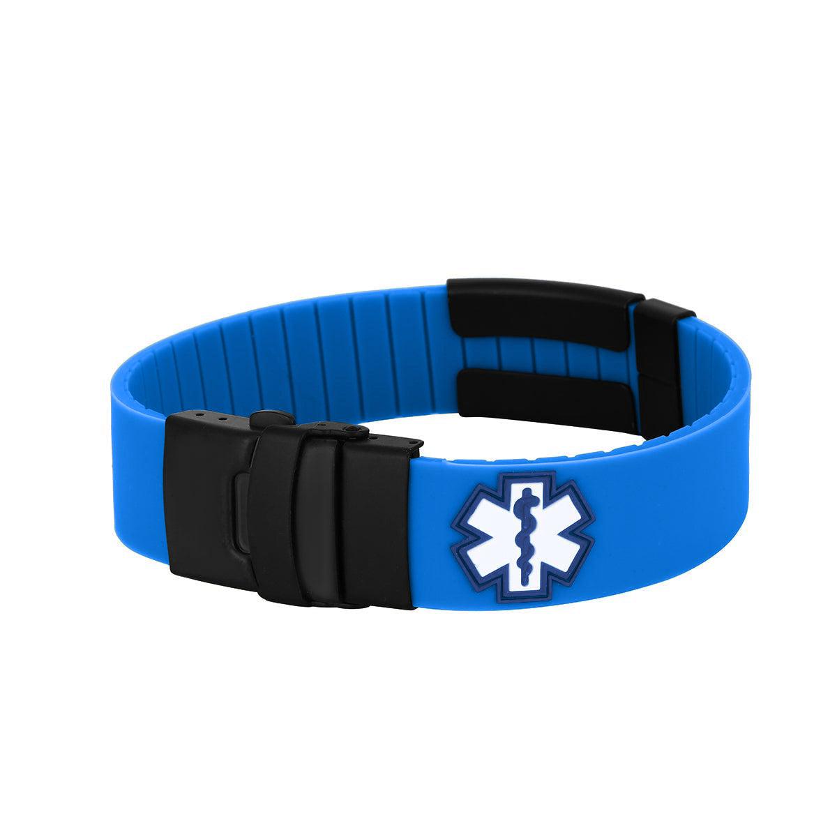 Kopo Blue Adjustable Silicone Sports Medical ID Bracelet