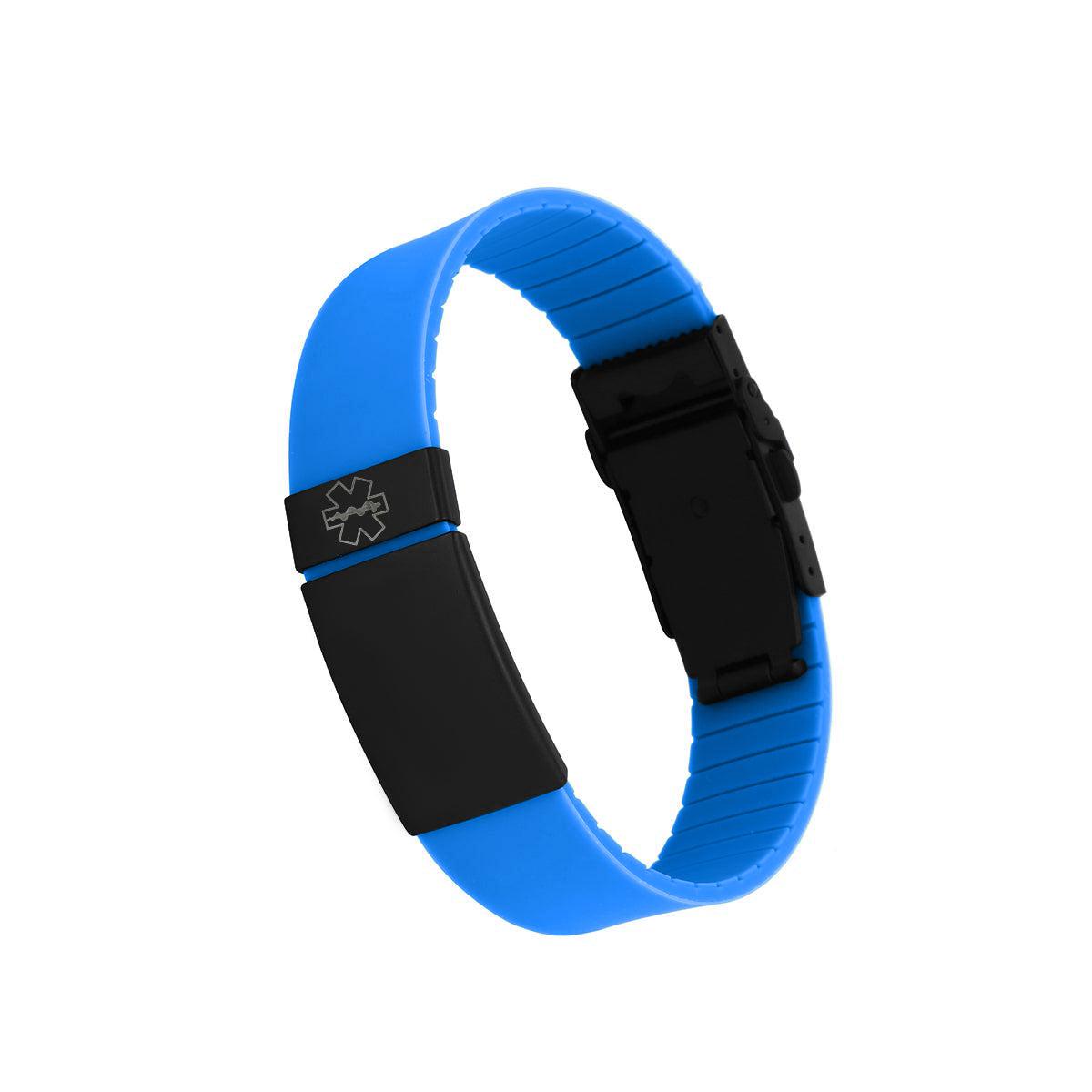 Kopo Blue Adjustable Silicone Sports Medical ID Bracelet