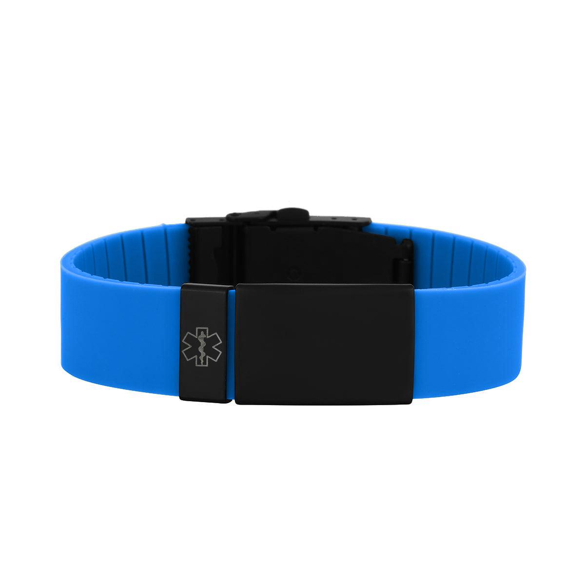 Kopo Blue Adjustable Silicone Sports Medical ID Bracelet