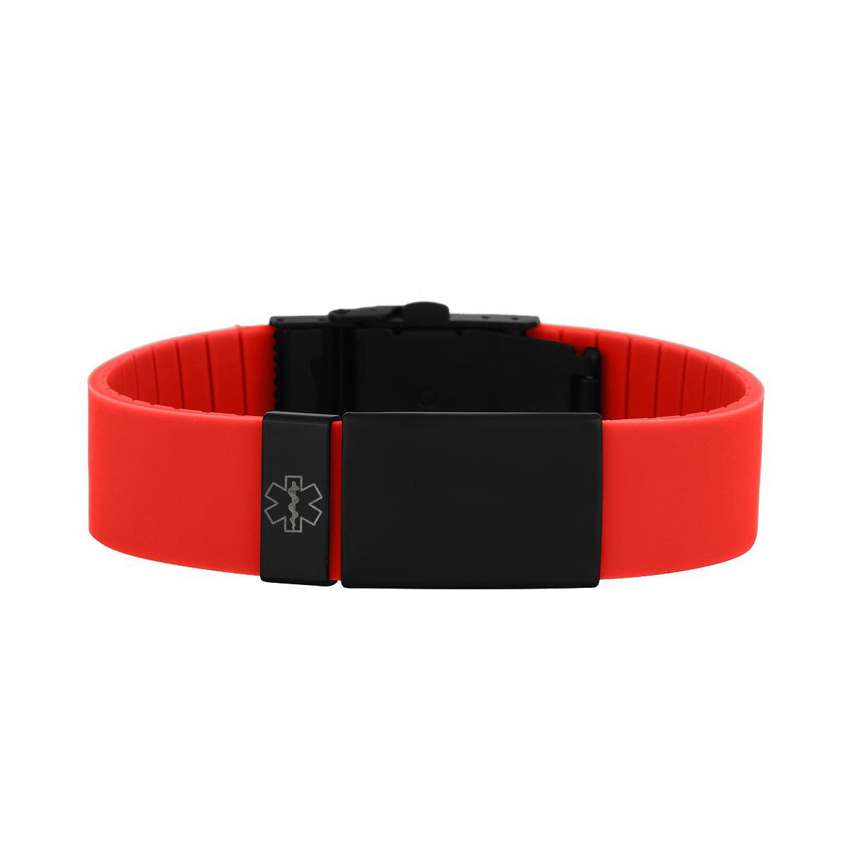 Kopo Red Adjustable Silicone Sports Medical ID Bracelet