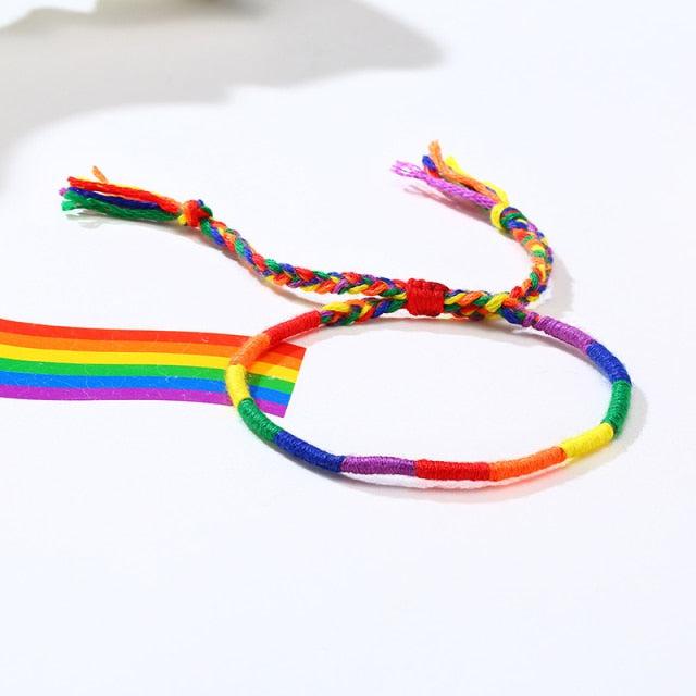 LGBT Rainbow Striped Rope Bracelet-LGBT Bracelet-Auswara