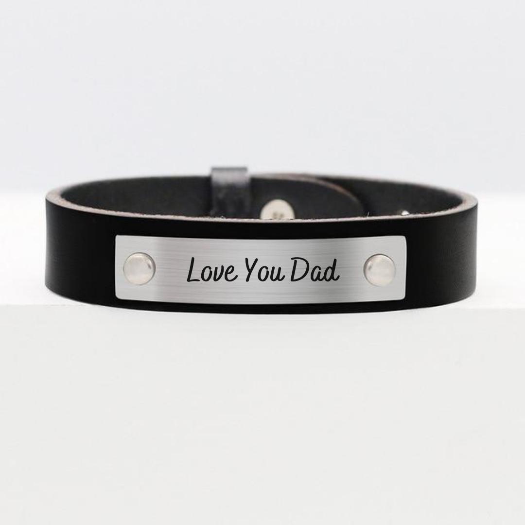 Leather Bracelet With Personalised Bar-Personalised Bracelet-Auswara