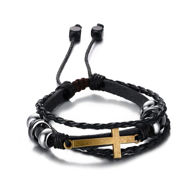 Leather Braided Cross Bracelet-Cross Bracelet-Auswara