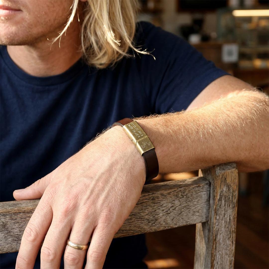 Legacy Engraved Leather Bracelet-Personalised Bracelet-Auswara