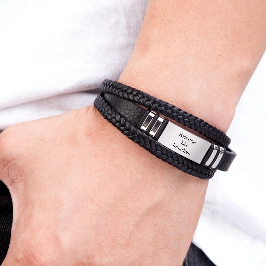 LegacyWeave Personalised Men Leather Bracelet-Personalised Bracelet-Auswara