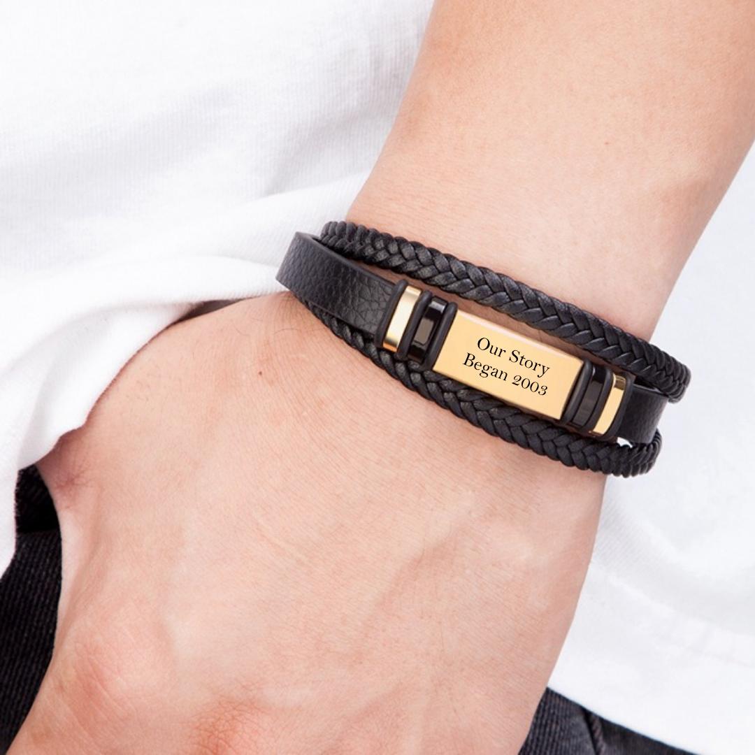 LegacyWeave Personalised Men Leather Bracelet-Personalised Bracelet-Auswara