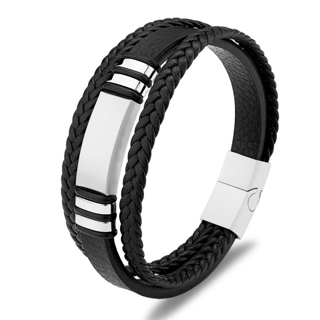 LegacyWeave Personalised Men Leather Bracelet-Personalised Bracelet-Auswara