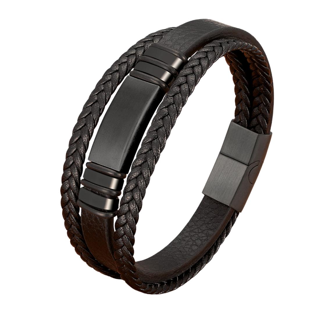 LegacyWeave Personalised Men Leather Bracelet-Personalised Bracelet-Auswara