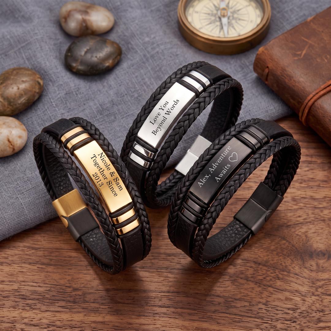 LegacyWeave Personalised Men Leather Bracelet-Personalised Bracelet-Auswara