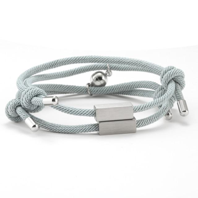 Light Grey Personalised Engraved Magnetic Couple Bracelet Set-Couple Bracelet-Auswara